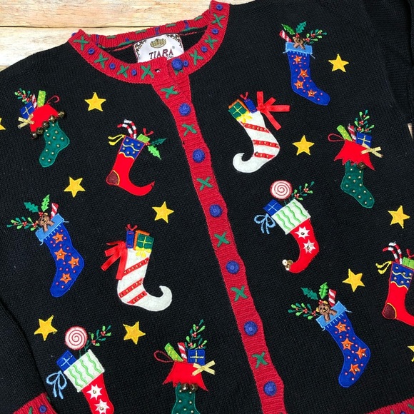 Tiara International Sweaters - Tiara International Ugly Christmas Cardiga…